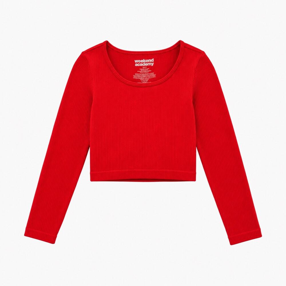 Weekend Academy Girls Seamless Long Sleeve Top - Red